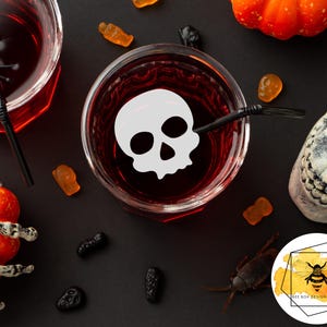 Edible Halloween Skull Spiderweb Ghost Drink Toppers, Extra Thick Wafer Paper