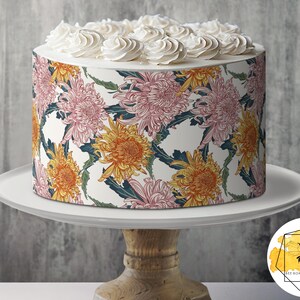 Chrysanthemum Edible Pattern Sheet Vintage Floral Wafer Paper or Frosting Sheet