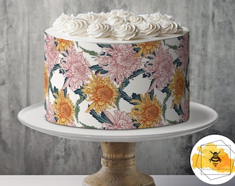 Chrysanthemum Edible Pattern Sheet Vintage Floral Wafer Paper or Frosting Sheet