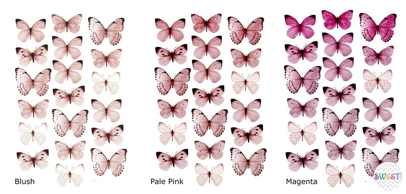 Edible Butterflies, Ombre 3D Double-Sided Wafer Paper Toppers for Cakes, Cupcakes or Cookies image 3