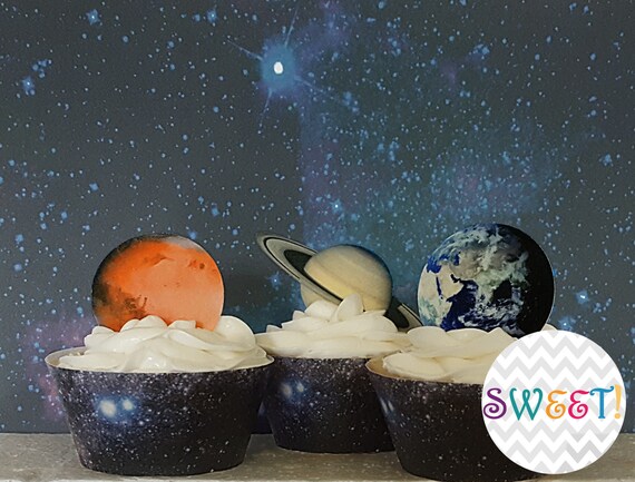 Edible Solar System Planet Cupcake Toppers