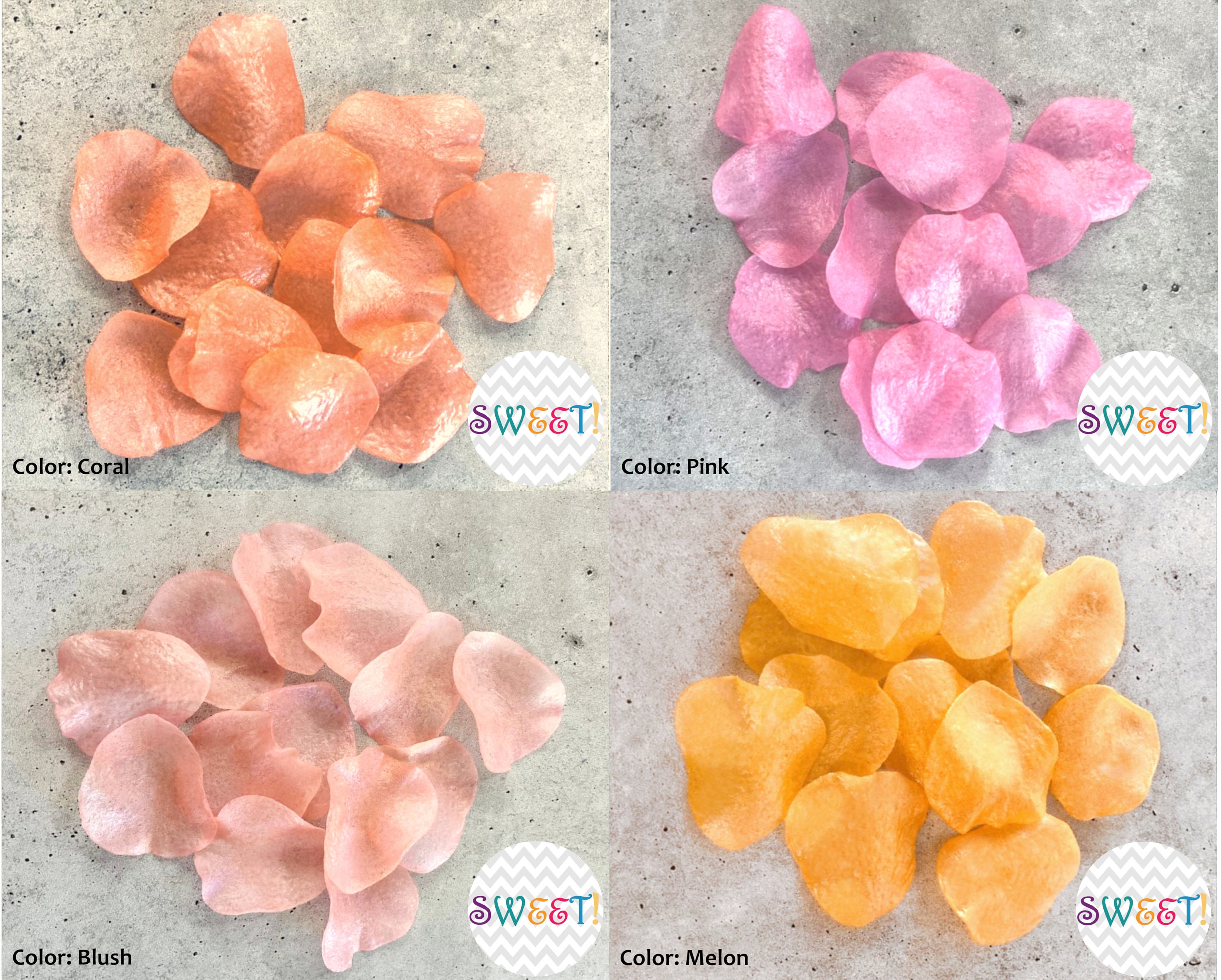 Crystal Candy Pastel Pink & White Edible Rose Petals Wafer Paper