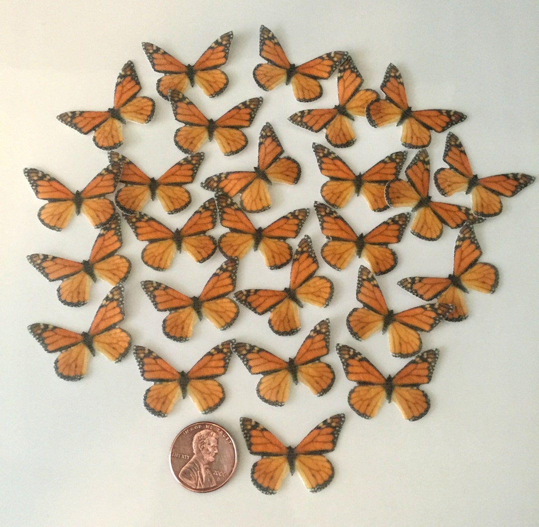 Edible Monarch Butterflies, Double-sided 3D Wafer Paper Small Monarch  Butterflies for Cakes, Cupcakes or Cookies 