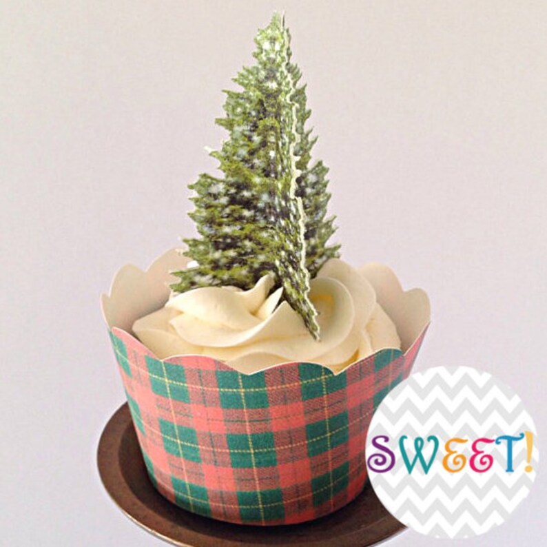 3-D Triple-Sided Edible Wafer Paper Christmas Trees for Cakes, Cupcakes or Cookies image 1