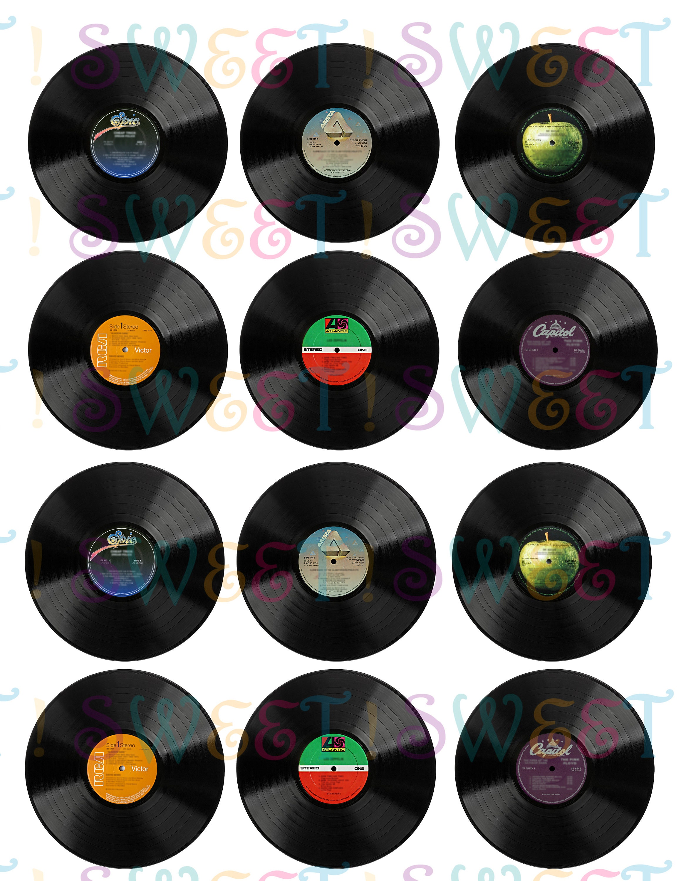 Edible Vinyl Record Cupcake Cookie Oreo or Drink Toppers Etsy UK