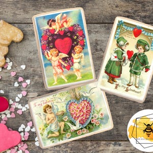 Vintage Viktorianische essbare Valentinstag Karte Cookie Cake Topper, Oblaten oder Papier