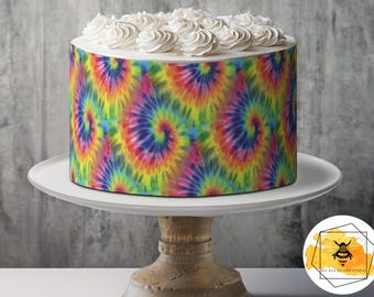 Tie Dye Retro 60s Edible Pattern Sheet Wafer Paper or Frosting Sheet