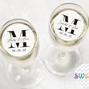 Edible Modern Monogram with Names Drink Toppers