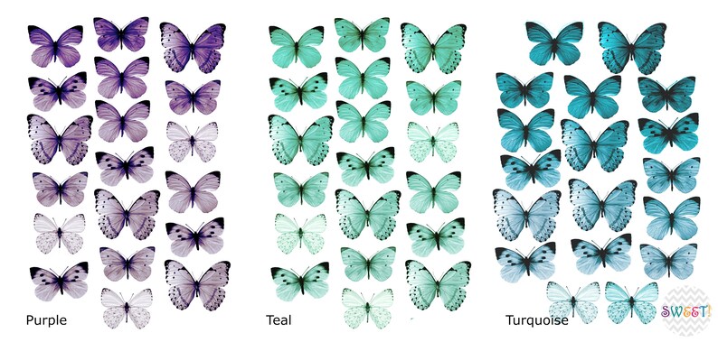 36 Edible Butterflies, Ombre 3D Double-Sided Wafer Paper Toppers for Cakes, Cupcakes, Cookies or Drinks image 5