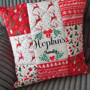 Personalised Christmas patchwork cushion