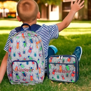 Personalized Kids Backpack, Bugs, Embroidered Elementary School Backpack
