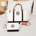 Monogrammed Canvas Weekender Bag, Leather Accents, Bridesmaid Gift