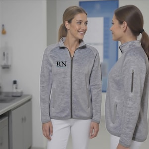 Healthcare Jacket Personalized Women&#39;s Knit Sweater Jacket | Gift for Nurse, Doctor & PA | Cozy Medical Apparel