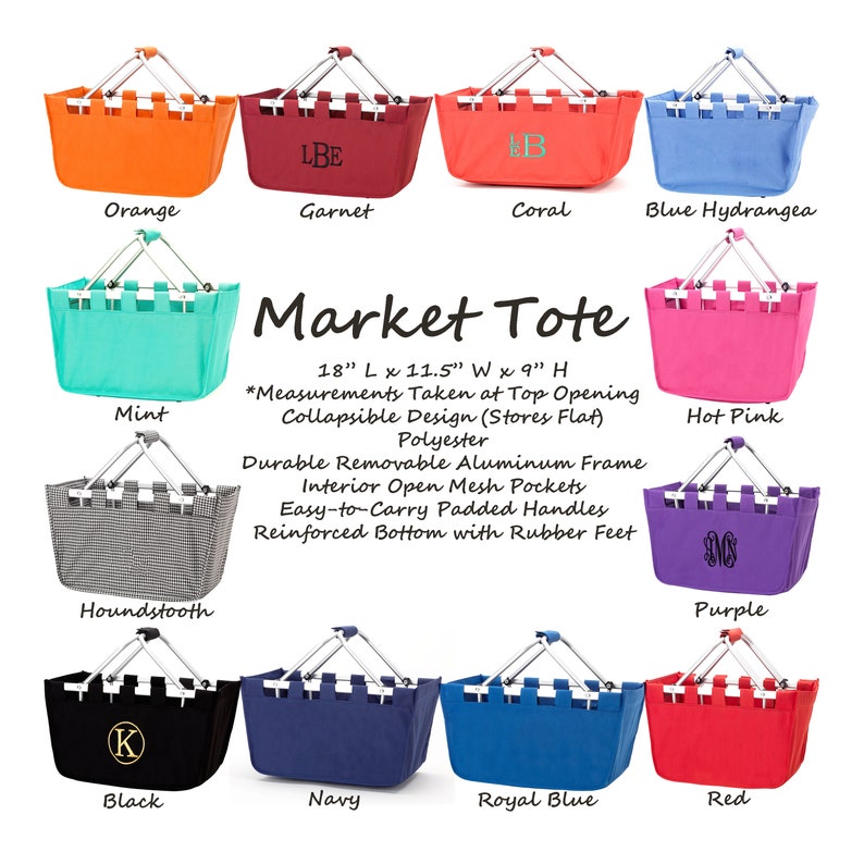 Large Monogrammed Market Tote Monogrammed Market Basket Personalized Basket Monogrammed Basket Easter Basket Personalized Easter Basket