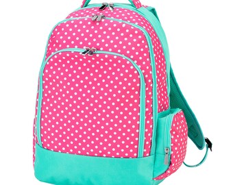 【AAKE】RIBBON DOT BACKPACK Pink Polka Dot Backpack, Personalized Kids Backpack