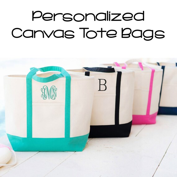 Personalized Canvas Tote Bag Large Monogram Tote Bridesmaid 