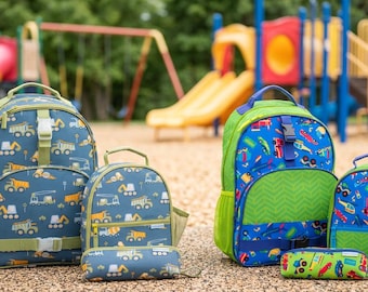 Stephen Joseph Personalized All Over Print Backpack, Lunchbox, Pencil Bag Set, Boys Back To School, Embroidered Backpack