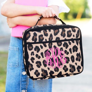 Leopard Print School Lunchbox,  Stylish Leopard Lunchbox Set for School & Work, Personalized Animal Print Gift