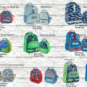 Boys Backpack and Lunchbox Set by Stephen Joseph with Custom Embroidered Name or Monogram