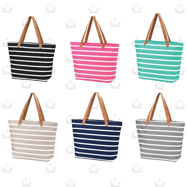 Personalized Striped Tote Bags, Personalized Bag, Shoulder Bag, Market Tote, Personalized Gift, Monogrammed Bag
