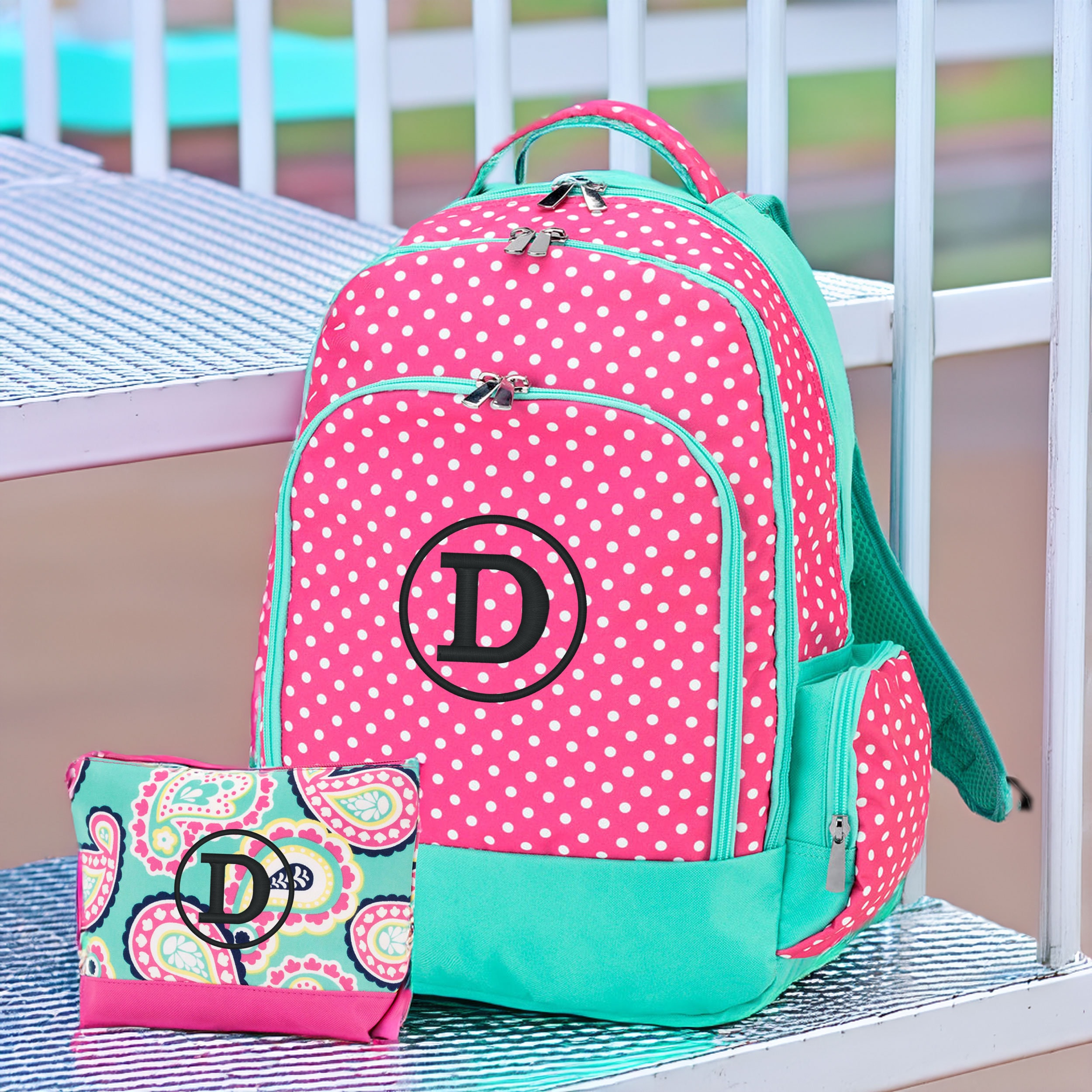 【Anyone more】Guwon Dot Polka Dot Mini Canvas Backpack Canvas Polka dot Backpack/Rucksack School bag College