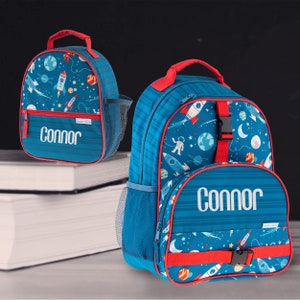 Space Themed Personalized Kids Backpack, Custom Lunchbox, Boys Backpack, Girls Backpack, School Backpack, Embroidered Backpack
