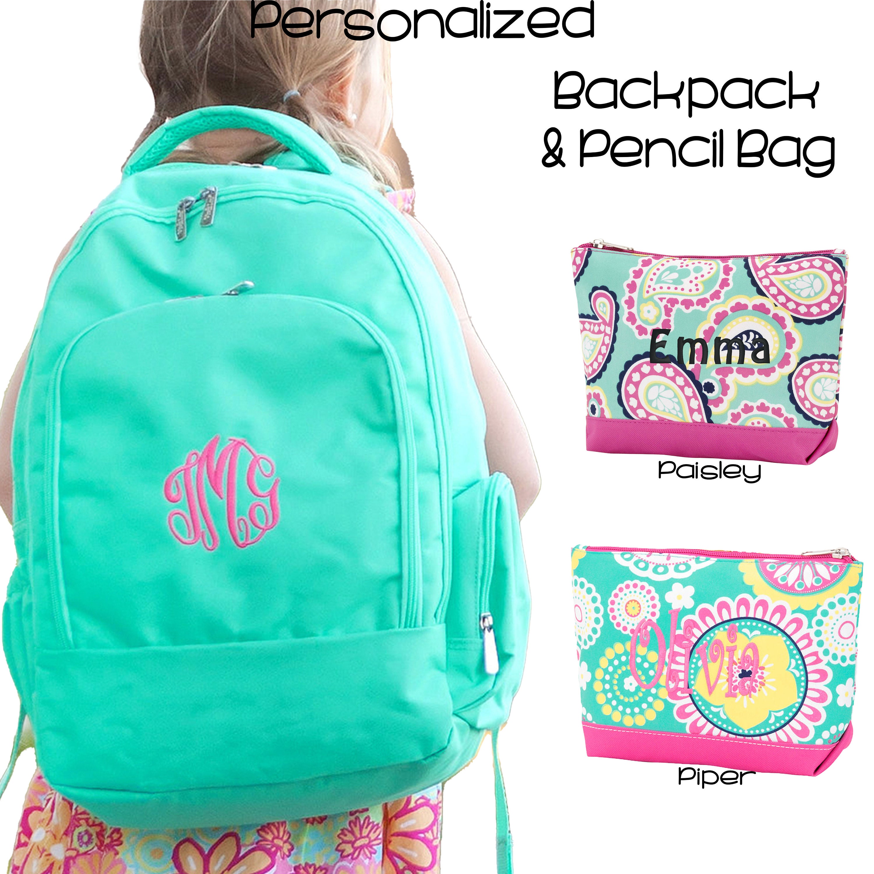 Kids Personalized Pencil Case, Monogram Pencil Case, Girls Pencil Case,  School Pencil Case, Hot Pink Pencil Case, Kids Pencil Case 