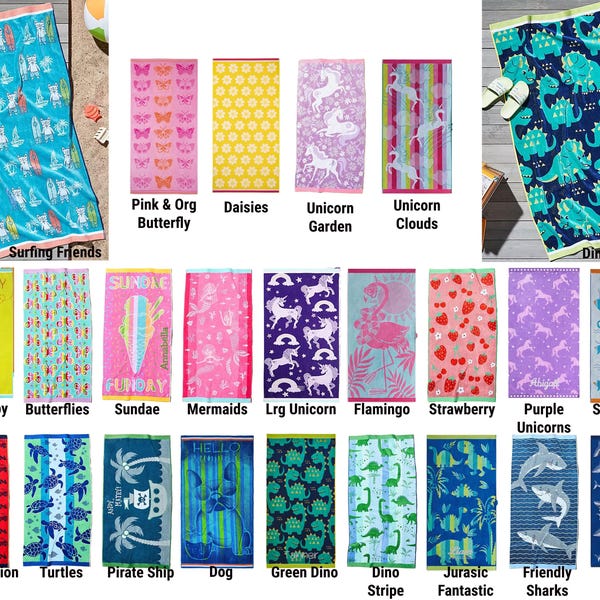 Personalized kids beach towels etsy