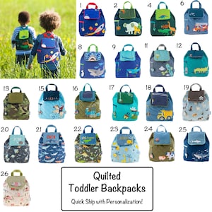 Quilted Backpack - Stephen Joseph Toddler Treasure Bag, Personalized Embroidery, Cute Design for Kids, Perfect Gift Idea