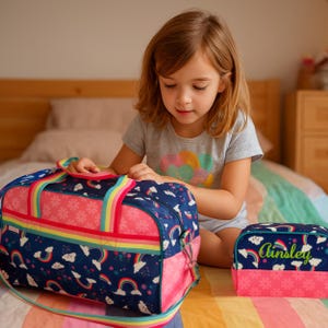 Kids Custom Embroidered Duffel Bag and Toiletry Bag Set