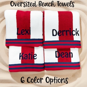 Oversized Cabana Striped Personalized Beach Towels Embroidered Pool Towels Adult Beach Towels Monogrammed Pool Towels Pattern Pool Towels