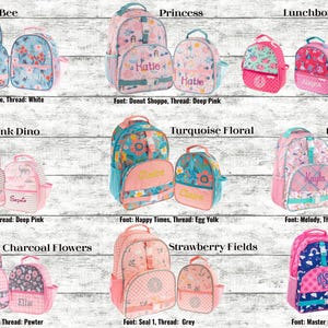Personalized Stephen Joseph Backpack & Lunchbox Set, Custom Embroidered Backpacks for Girls, Boys, Kids School Bags