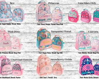 Personalized Stephen Joseph Backpack & Lunchbox Set, Custom Embroidered Backpacks for Girls, Boys, Kids School Bags