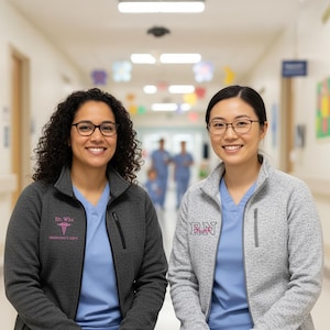Personalized Medical Knit Sweater Jacket with Name & Credentials, Embroidered Jacket, RN, Caduceus