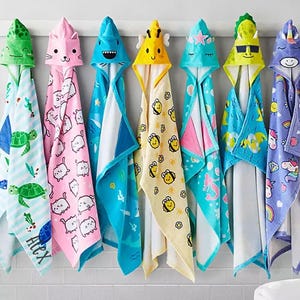 Hooded Beach Towel for Children, Embroidered Towel, Personalized Pool Towel for Kids