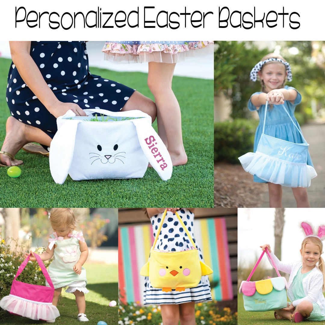 Plush Easter Basket, Personalized Easter Basket, Embroidered Easter ...