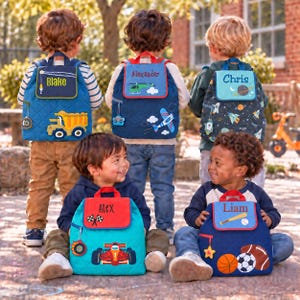 Embroidered Stephen Joseph Quilted Backpack, Personalized Toddler Boys Treasure Bag, Child Backpack