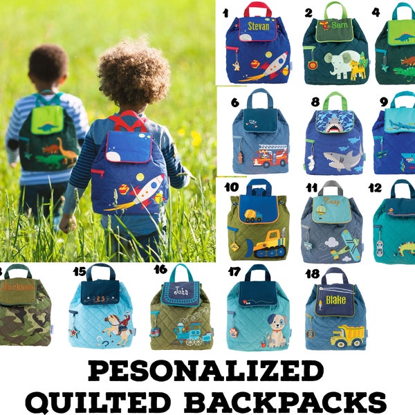Personalized Quilted Backpack, Boys Backpack, Quilted Backpack, Mini Backpack, Children's Backpack, Kids Backpack