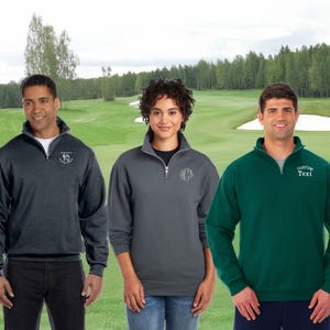 Custom Quarter Zip Pullover Sweatshirt - Personalized Name & Logo Unisex Men&#39;s Sweater, Customizable Embroidered Fleece Top