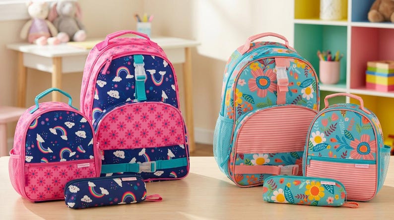 Conjunto de mochila y lonchera personalizadas, mochilas escolares para niños, nombre bordado