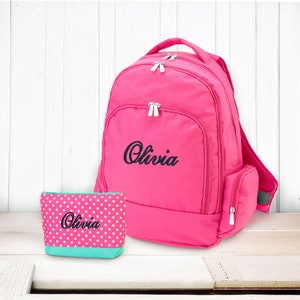 Personalized Hot Pink Kids Backpack - Embroidered Girls Back to School Bag & Custom Name Bag