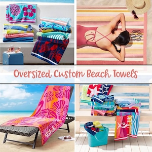 Oversized Adult 40 x 72 Personalized Beach Towels Embroidered Pool Towels Adult Beach Towels Monogrammed Pool Towels Pattern Pool Towels