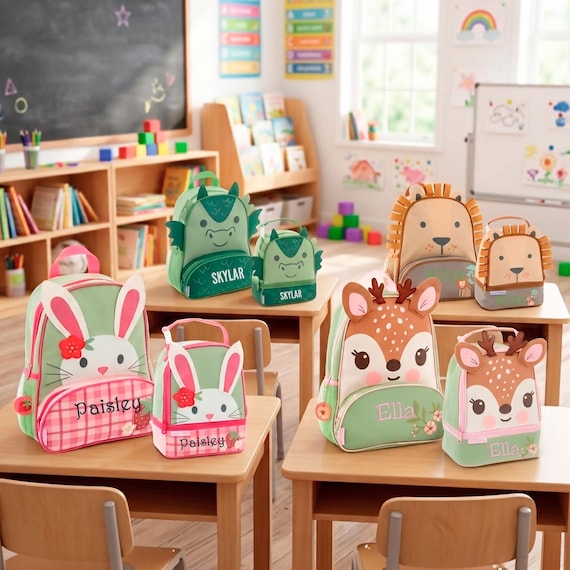 Personalized Toddler Backpack, Lunchbox, Stephen Joseph Sidekick Set