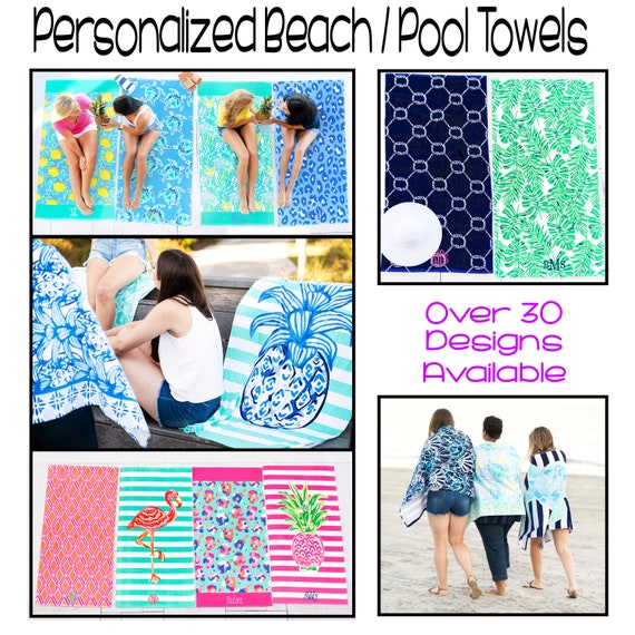 Monogrammed beach towels etsy sale