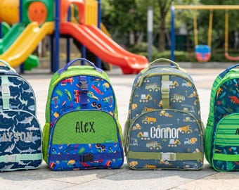 Stephen Joseph Personalized All Over Print Backpack, Lunchbox, Pencil Bag Set, Boys Back To School, Embroidered Backpack