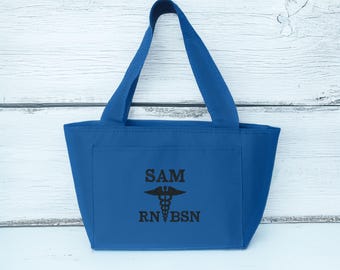 Monogrammed Lunch Tote - Personalized Insulated Cooler Bag, Teacher Gift