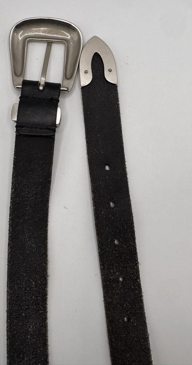 Western Cowhide Leather Belt Engraved Buckle Urban Outfitters Size 34 image 6