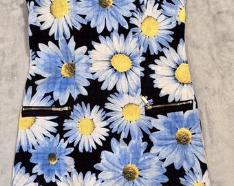 Laundry Shelli Segal Daisy Print Dress 90s Y2K Mod Floral Zip Pockets 4