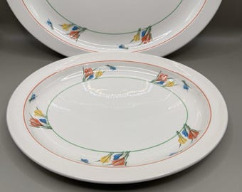 Midwinter Stonehenge Crocus Platters Set of 2 Vintage 1970s England Floral Retro