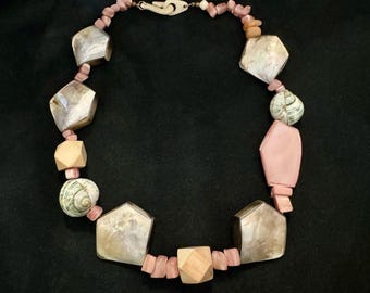 Scandinavian Modernist Monies Style Shell Statement Necklace Art Jewelry Organic